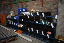 Two Bay Two/ Three Tier Tyre Rack, approx. 5.2m x 440mm x 2.15m high overall, comprising three