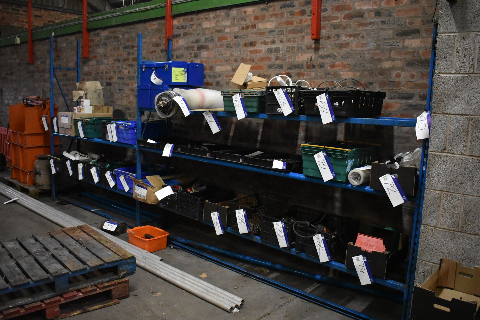 Two Bay Two/ Three Tier Tyre Rack, approx. 5.2m x 440mm x 2.15m high overall, comprising three