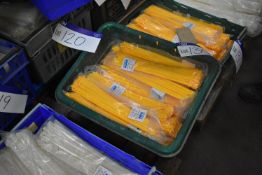 Approx. 60 Bags x 100 4.8 x 370mm Yellow Cable Ties, with plastic crate
