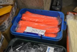 Approx. 60 Bags x 100 4.8 x 370mm Orange Cable Ties, with plastic crate