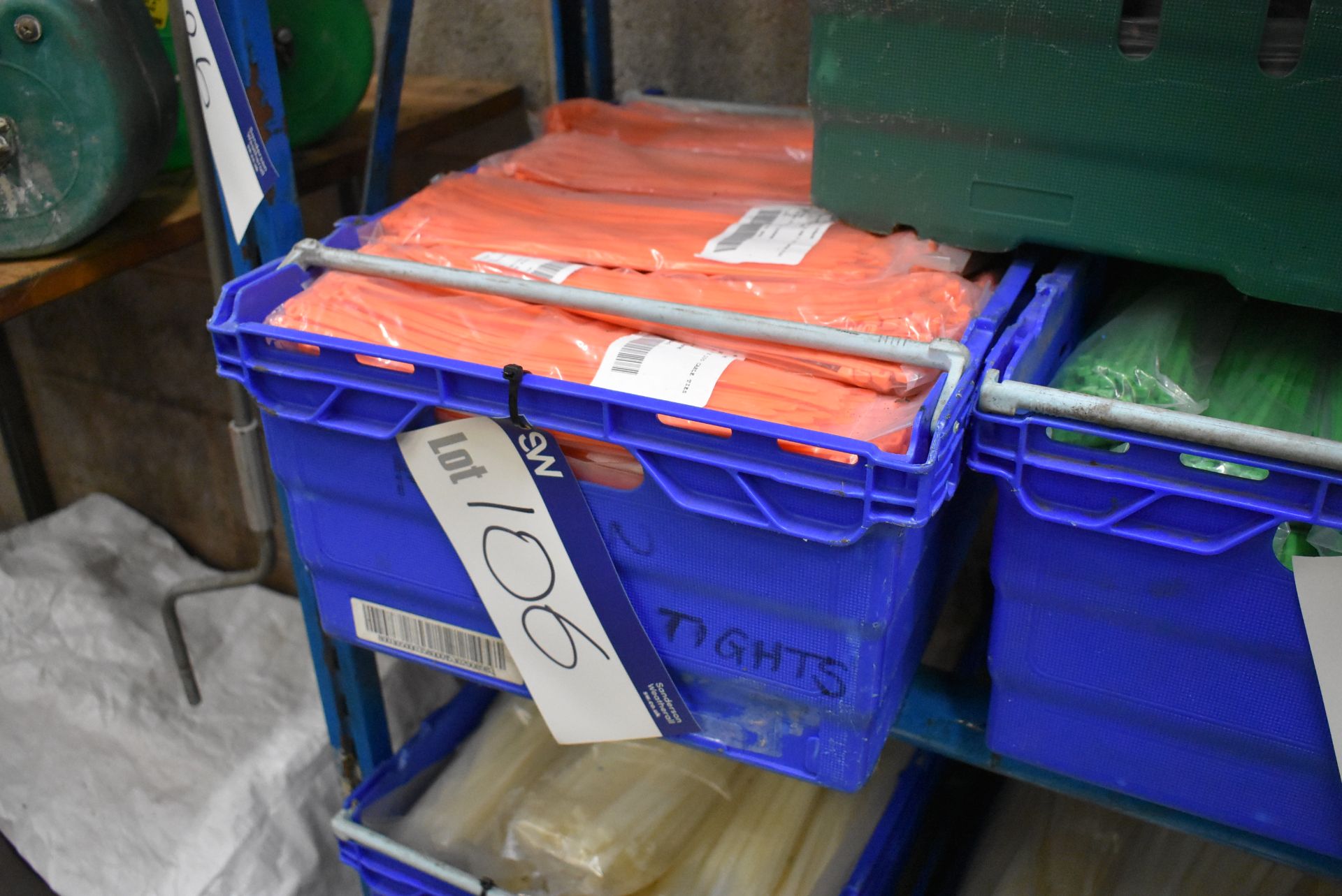 Approx. 75 Bags x 100 4.8 x 300mm Orange Cable Ties, with plastic crate - Image 2 of 4