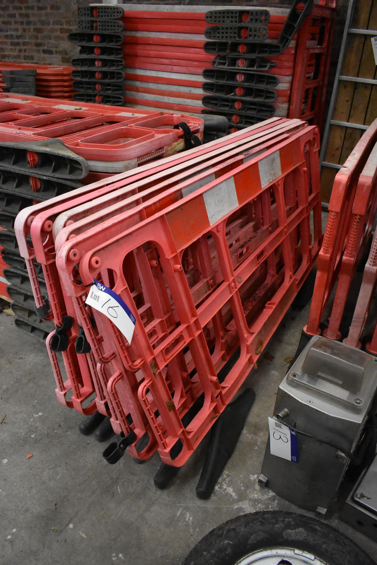 Six Plastic Barriers, each approx. 2m long