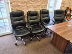Four Black Leather Swivel Armchairs (This lot is l