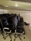 12 Black Leather Swivel Armchairs (This lot is loc