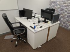 Two White Wooden Desks with built in Drawers, 2 Bl