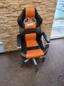 Black and Orange Swivel Gaming Armchair (This lot