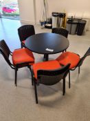 Circular Table with eight Orange Fabric Stacking S