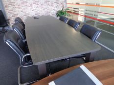 Boardroom table 3.2m x 1.2m and six leather effect