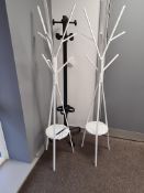 Two White and 1 Black Hat & Coat Stands (This lot