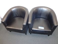 Two black leather effect club chairs (This lot is