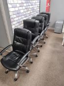 Five Black Leather Swivel Armchairs (This lot is l