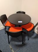 Circular Table with four Orange Fabric Stacking Si