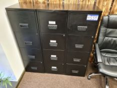 Three Black 4 Drawer Filing Cabinets (This lot is
