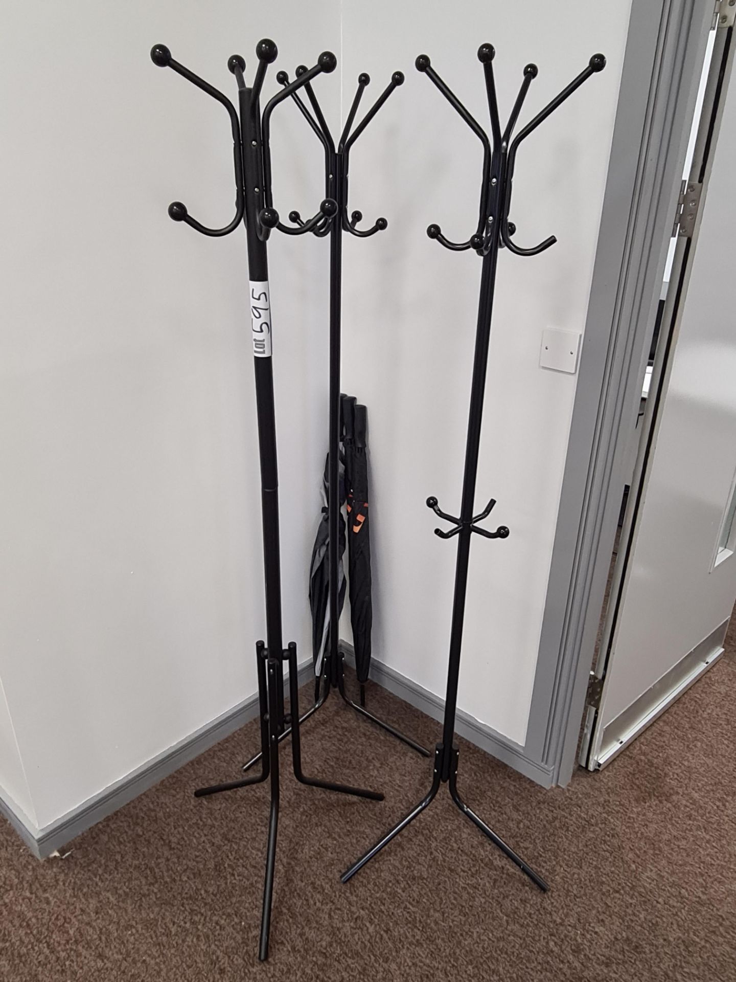 Three Black Hat & Coat Stands (This lot is located