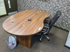 Oval Dark Oak Desk with built in 3 Drawer Pedestal