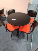 Circular Table with four Orange Fabric Stacking Si