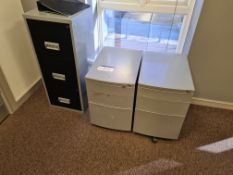 Two Grey 2 Drawer Filing Cabinet and One Black/Gre