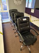 Five Black Leather Swivel Armchairs (This lot is l