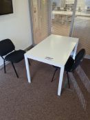 White Steel Framed Table with 2 Black Fabric Backe