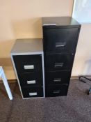 Black 4 Drawer Filing Cabinet and a Black/Grey 3 D