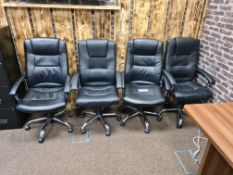 Four Black Leather Swivel Armchairs (This lot is l