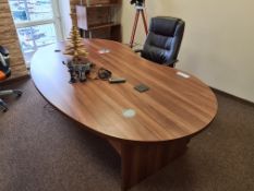 Oval Dark Oak Desk with built in 3 Drawer Pedestal