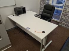 White Metal Framed Desk, One Black Leather Swivel