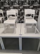 Two White Tables with 8 White Plastic Chairs (Loca