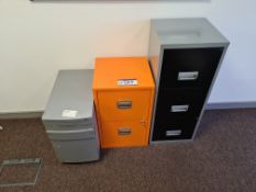 Three Filing Cabinets including Black/Grey 3 Drawe