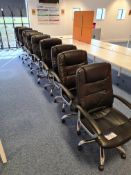 Ten Black leather swivel armchairs (Located at Q2