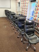 Eleven Black Leather Swivel Armchairs (This lot is