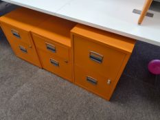 Three Orange 2 Drawer Filing Cabinet