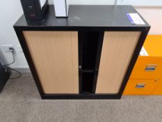 Black/Brown Roller Shutter Side Cabinet (This lot