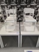 Two White Tables with 8 White Plastic Chairs (Loca