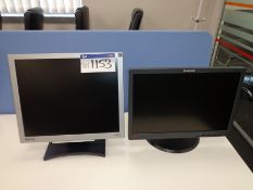 One BENQ and one LENOVO flat screen monitors (This