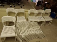 Approx. 40 white Plastic Stackable Chairs, Assembl