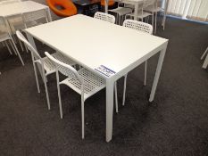 Six canteen tables with 27 chairs (This lot is loc