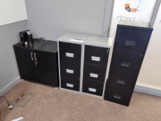 Two Black/Grey 3 Drawer Filing Cabinets, Black 4 D