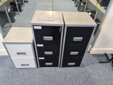 Three Filing Cabinets including Two Black/Grey 3 D