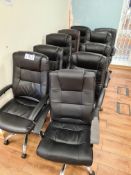 Eleven Black Leather Swivel Armchairs (This lot is