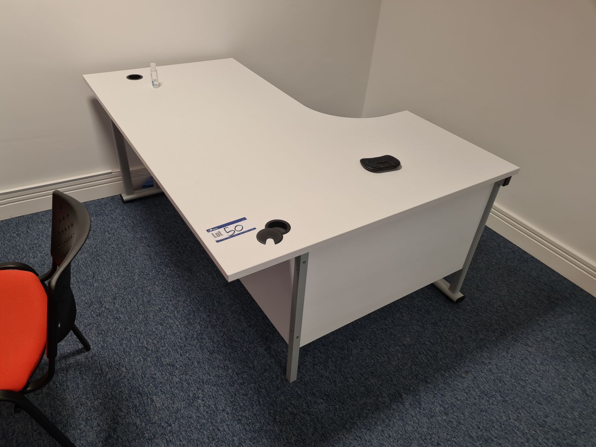 Curved White Steel Framed Desk (Located at Q2 Ligh