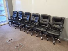 Six Black Leather Swivel Armchairs (This lot is lo