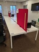 Eight Station White Steel Framed Double Sided Desk