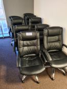 Ten Black Leather Swivel Armchairs (This lot is lo