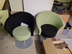Two Green and Black Tub Chairs (This lot is locate