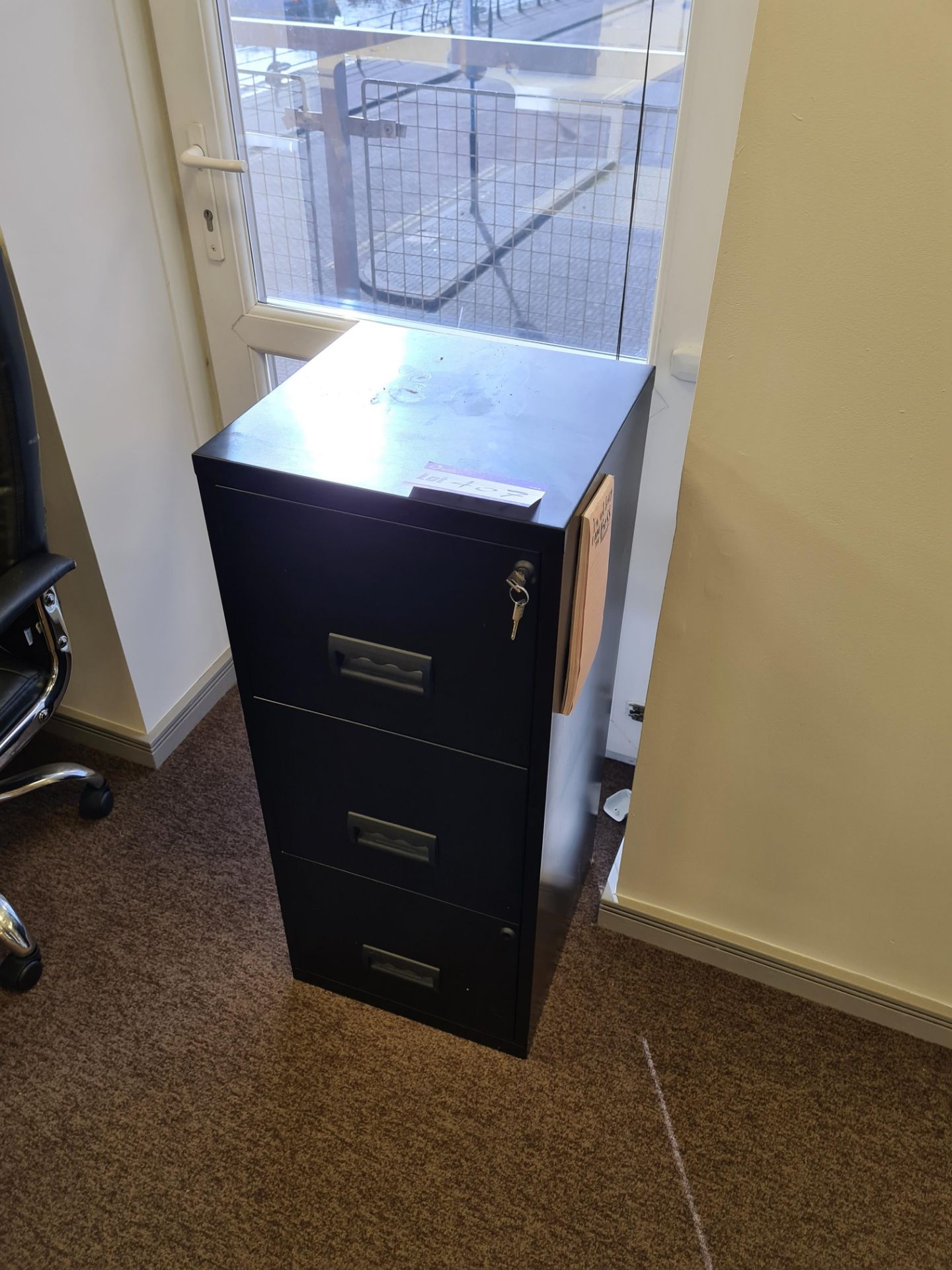 Black 3 Drawer Filing Cabinet (This lot is located