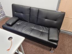Two-Seater Black Leather Sofa (This lot is located