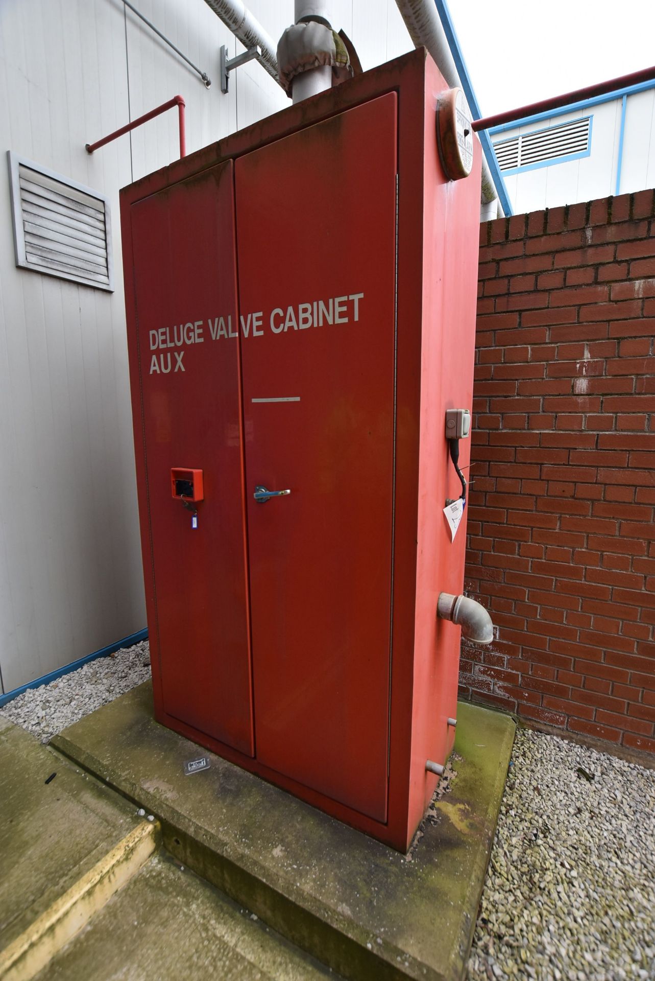 Deluge Valve Cabinet (Auxiliary), approx. 1.3m x 600mm x 2.4m high, with equipment throughout (There
