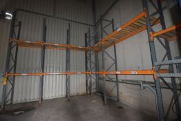 Dexion Speedlock M Six Bay Two Tier Pallet Rack, comprising eight uprights, 22 cross beams and