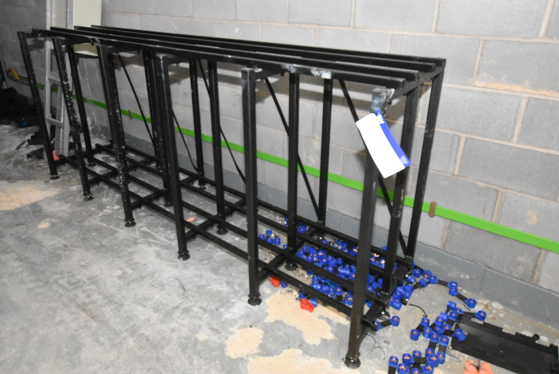 Steel Framed Battery Charging Rack, approx. 3.14m x 750mm x 1.25m high (There will be a removal/